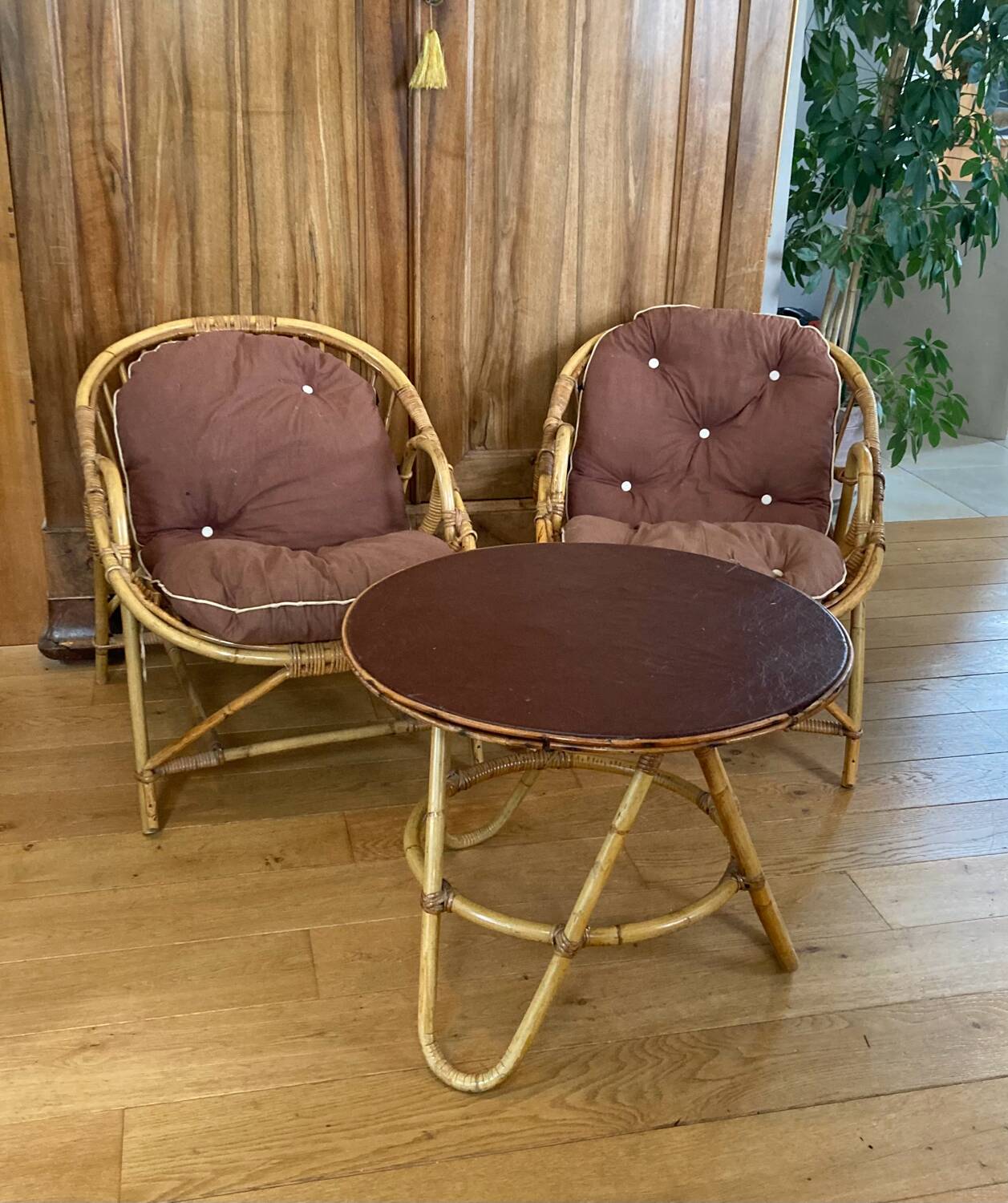 Mid-20th century rattan lounge for garden, terrace, veranda, etc.