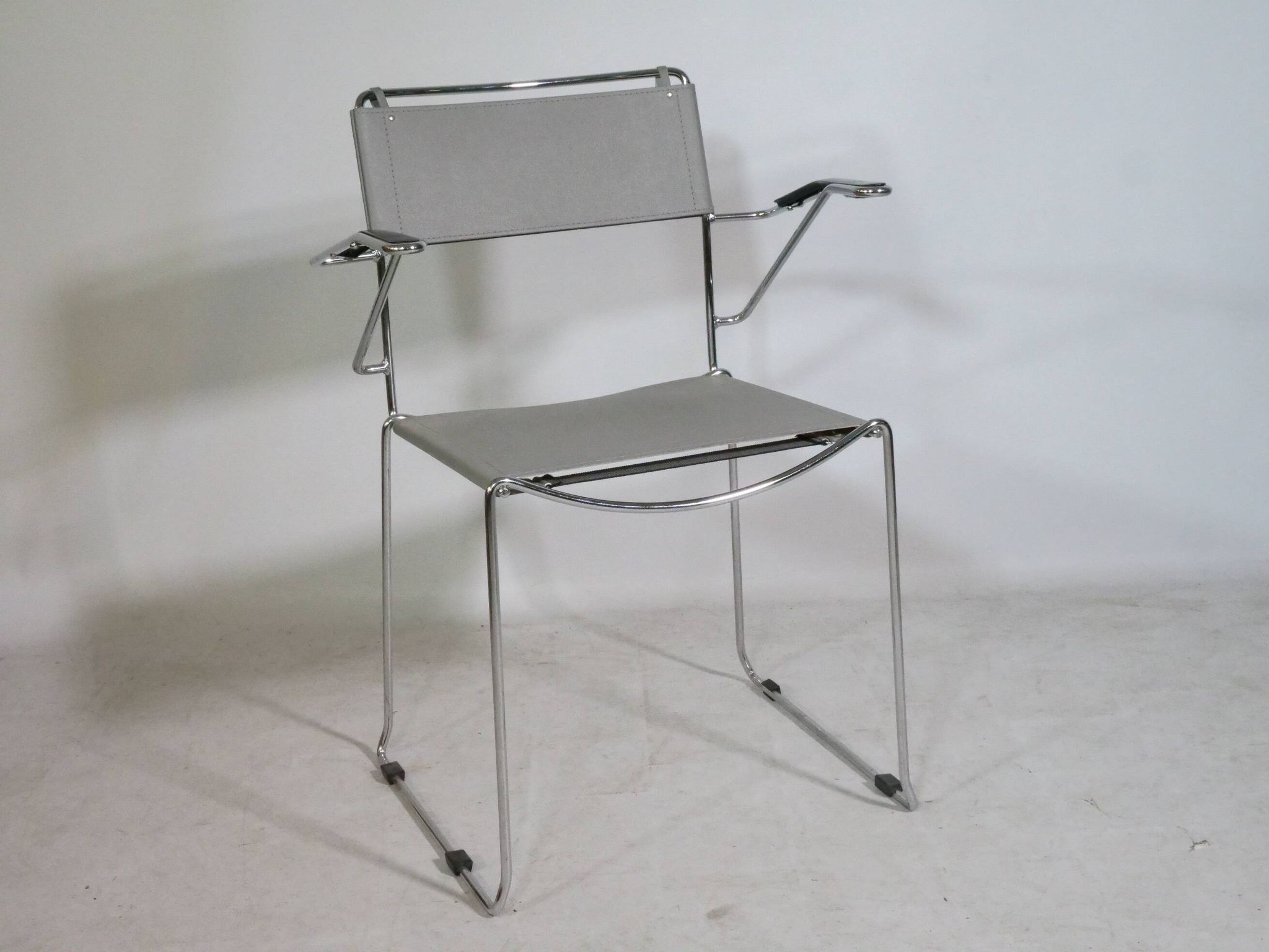 Mid-Century Design Chrome and Leather Chairs from Italy, Set of 4, 1970s