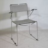 Mid-Century Design Chrome and Leather Chairs from Italy, Set of 4, 1970s