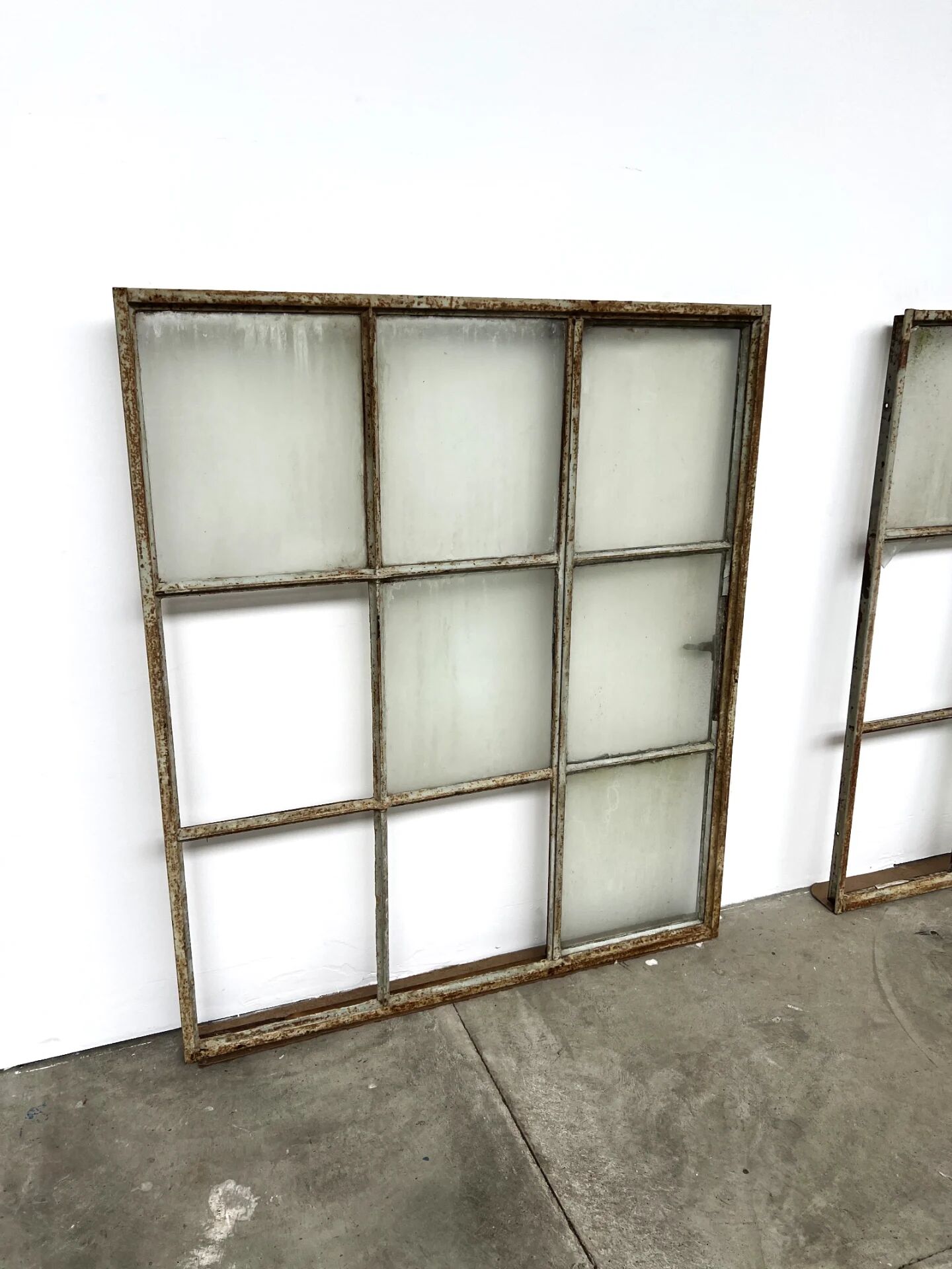 Old steel workshop skylight with opening.