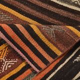 Brown & Red Striped Vintage Kilim Runner Rug, 79x299Cm