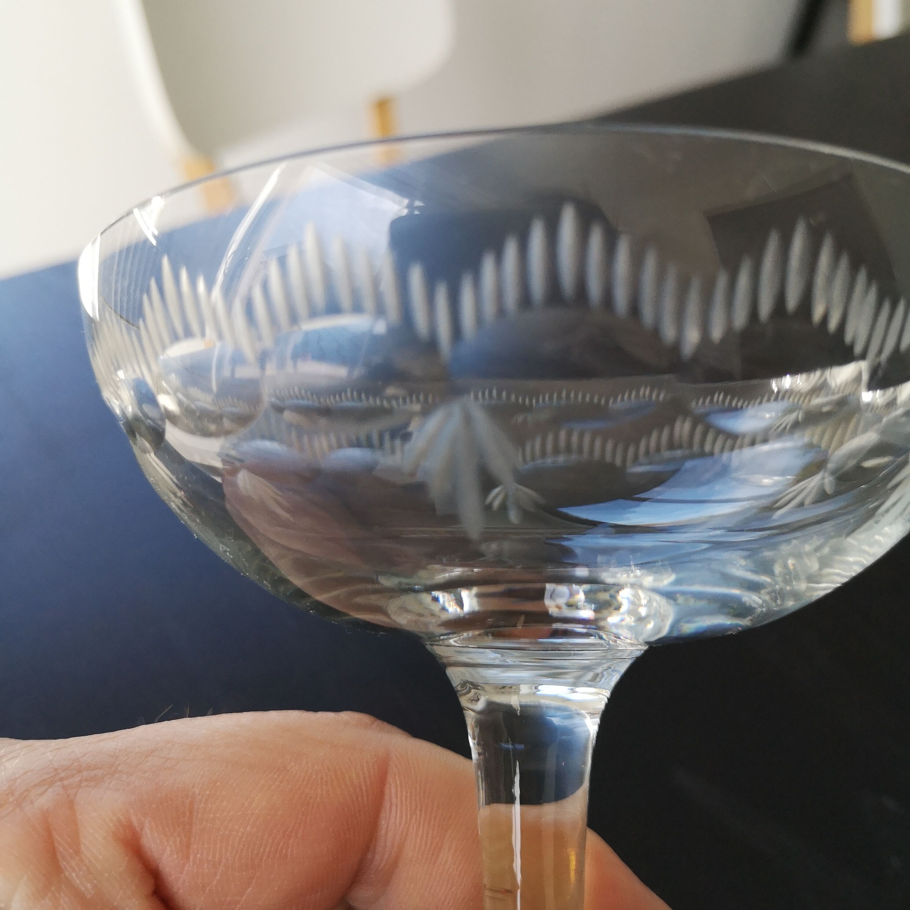 9 engraved champagne glasses