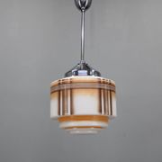 1930s Napako Art Deco pendant light in chrome and glass, restored, new wiring