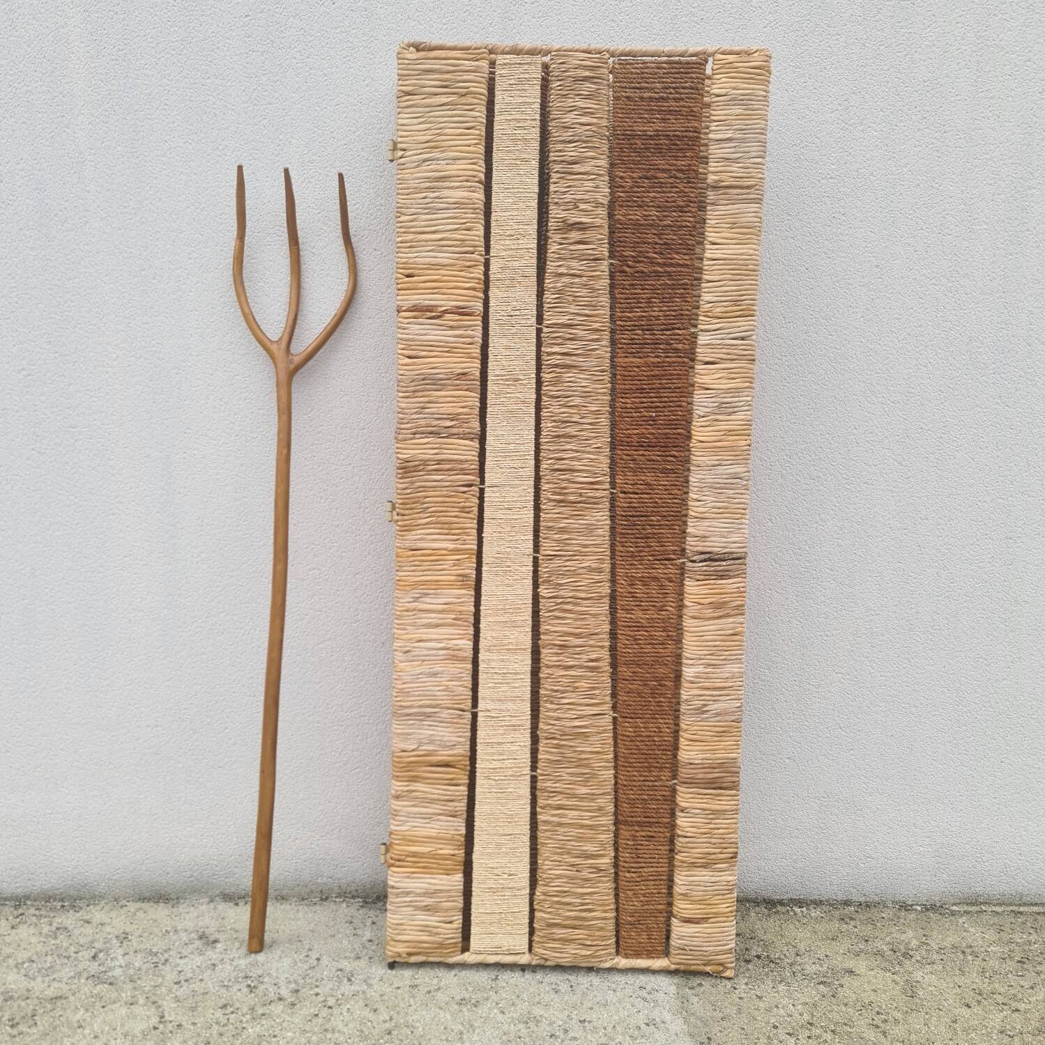 Vintage Ikea Rattan Rope Straw Screen by "Siegga Hemis"