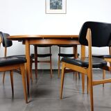 Series of 6 vintage chairs Stella imitation leather and wood