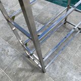 Display bookshelf modular wall shelf glass and chrome vintage 1970s