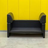 Walter Knoll Studio Line Series black leather 2 seater sofa designed by Jürgen Lange