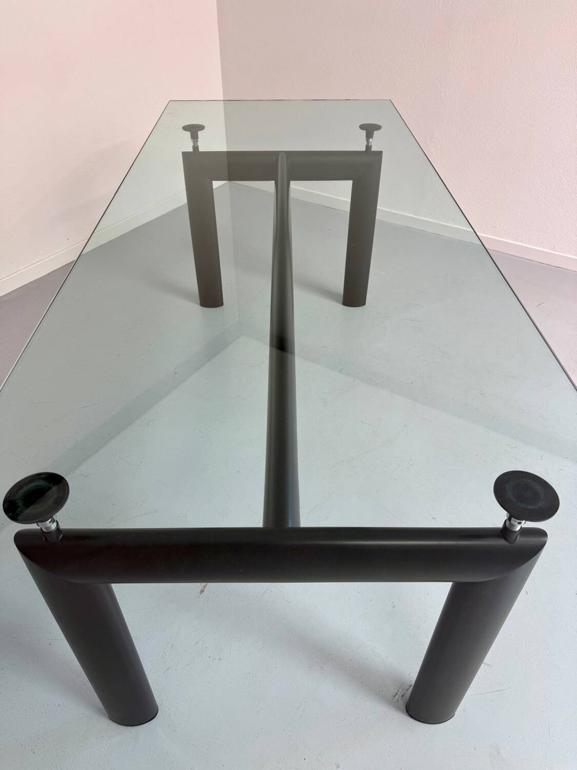 Le Corbusier Cassina LC6 vintage glass dining table