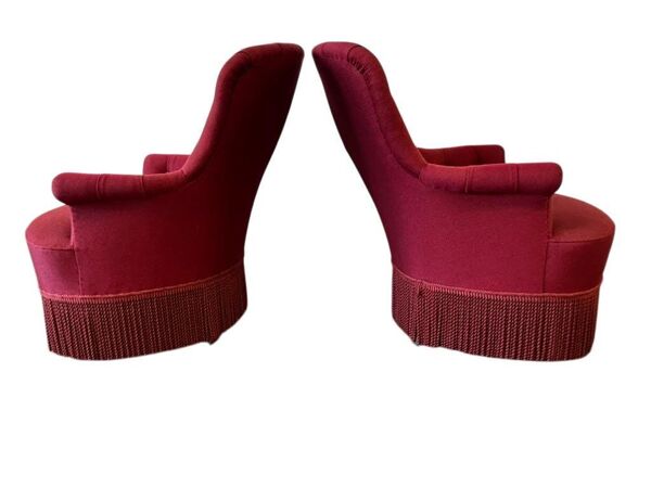 Set de 2 fauteuils cocktail vintage / fauteuils individuels avec franges