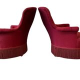 Set of 2 vintage cocktail armchairs / individual armchairs with fringes.