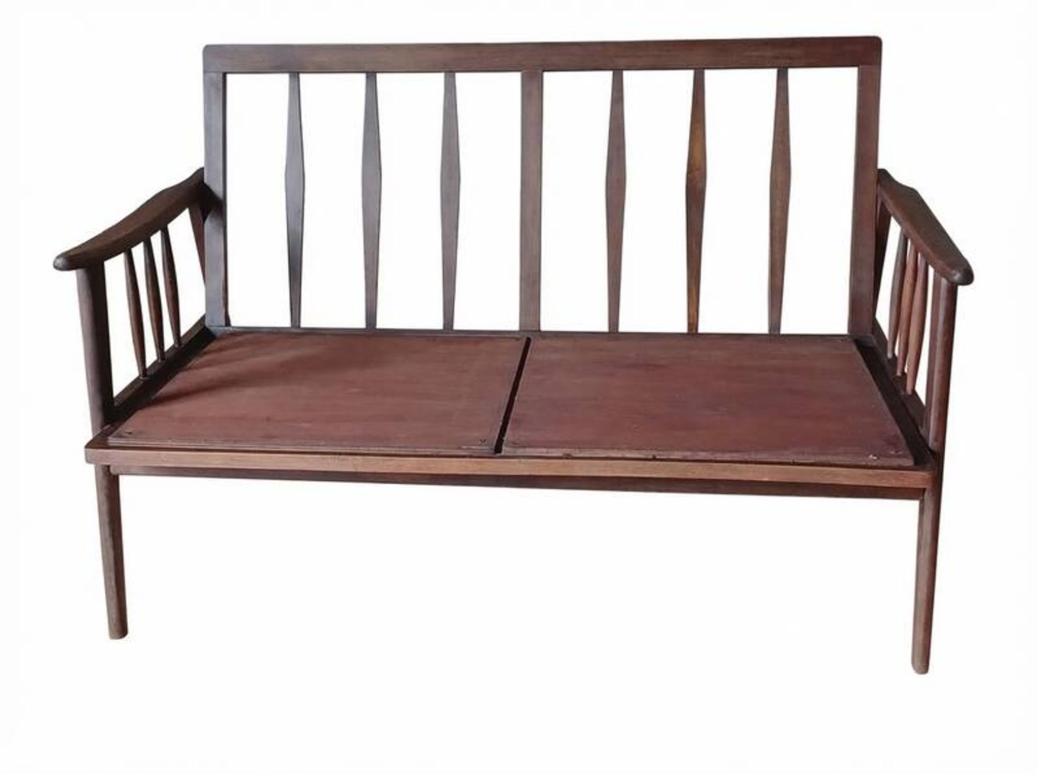 Vintage Scandinavian bench in solid beech from the 1950s with tapered legs.