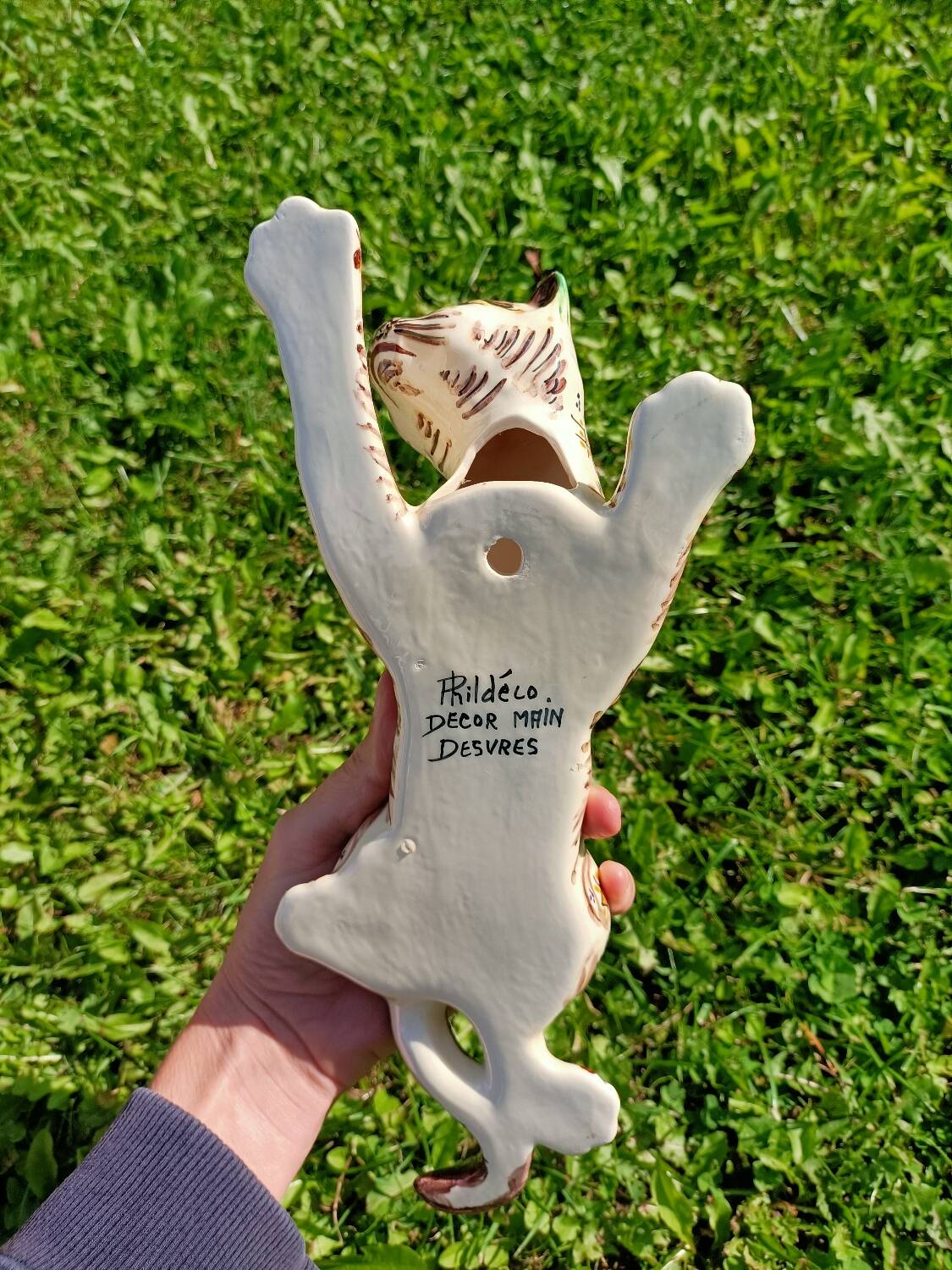 Zoomorphic Bouquetieres Hand-painted Desvres Cats