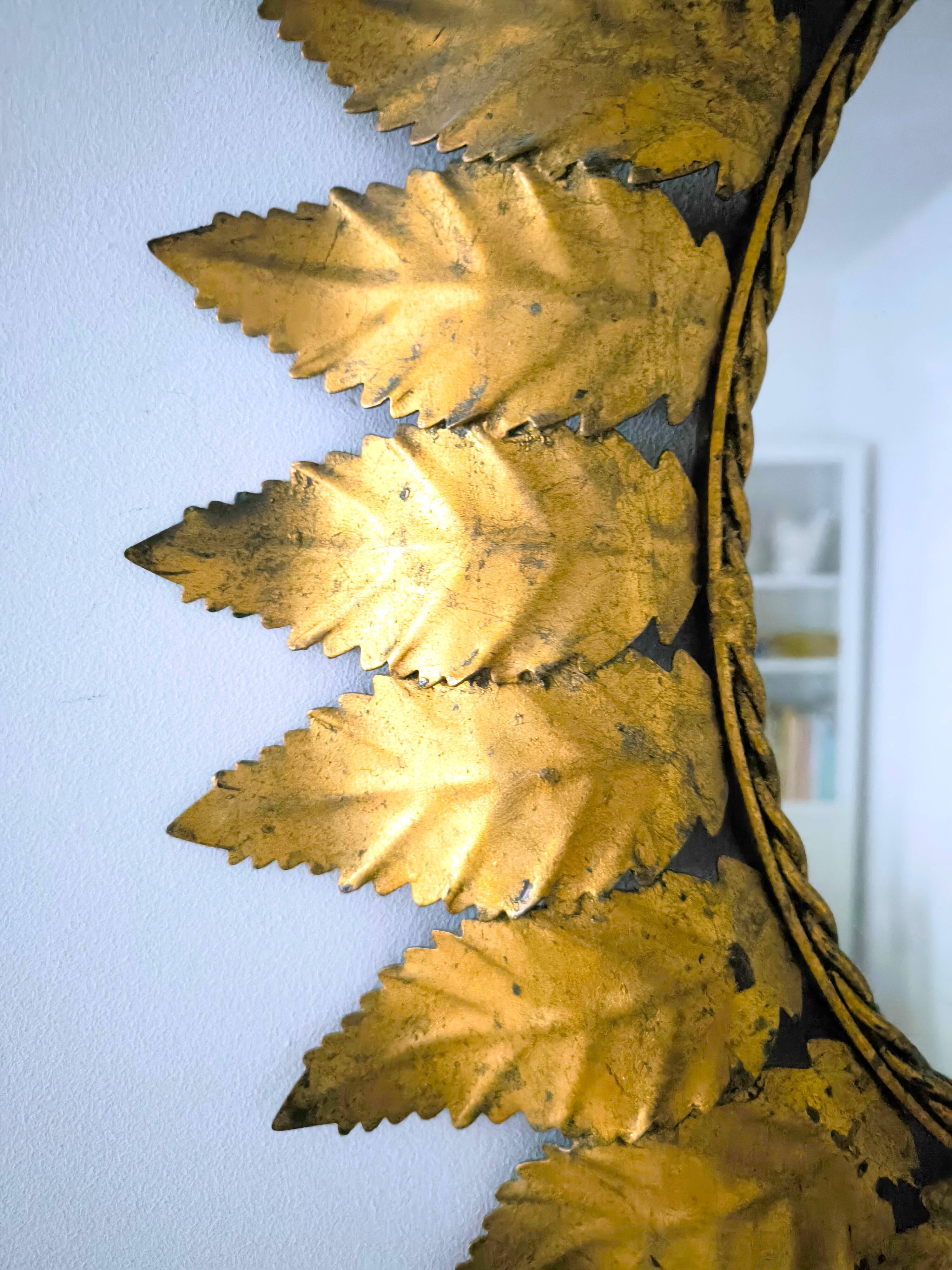 "Sun Mirror" Spanish mirror from the 1960s, made of gold metal.