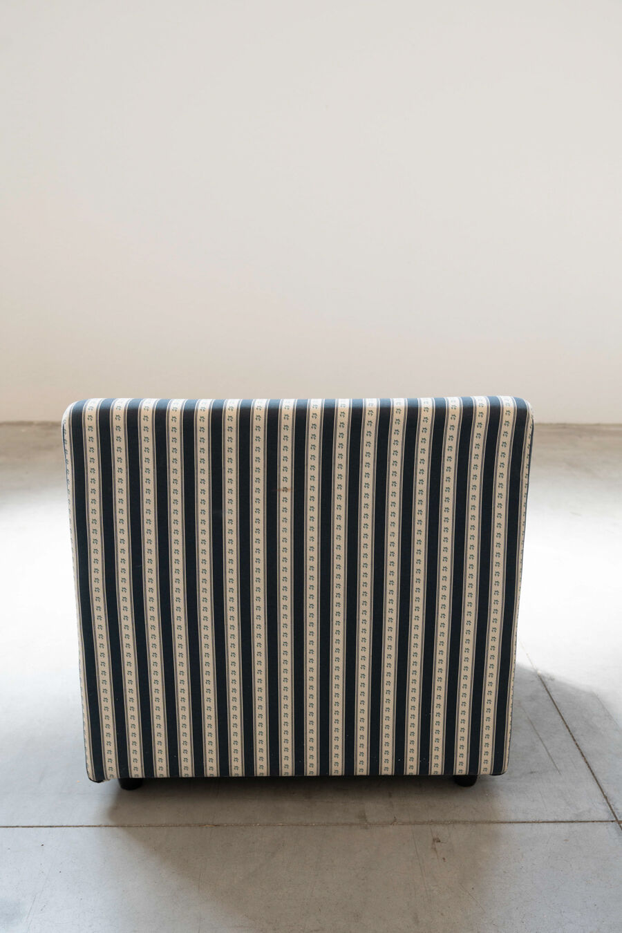 Armchair, striped fabric with flowers, 80s/90s