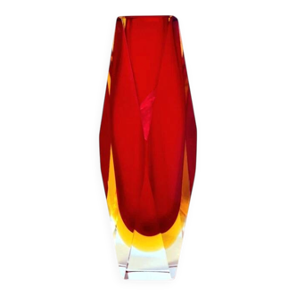 Sommerso vase prism, Flavio Poli, Murano 1970