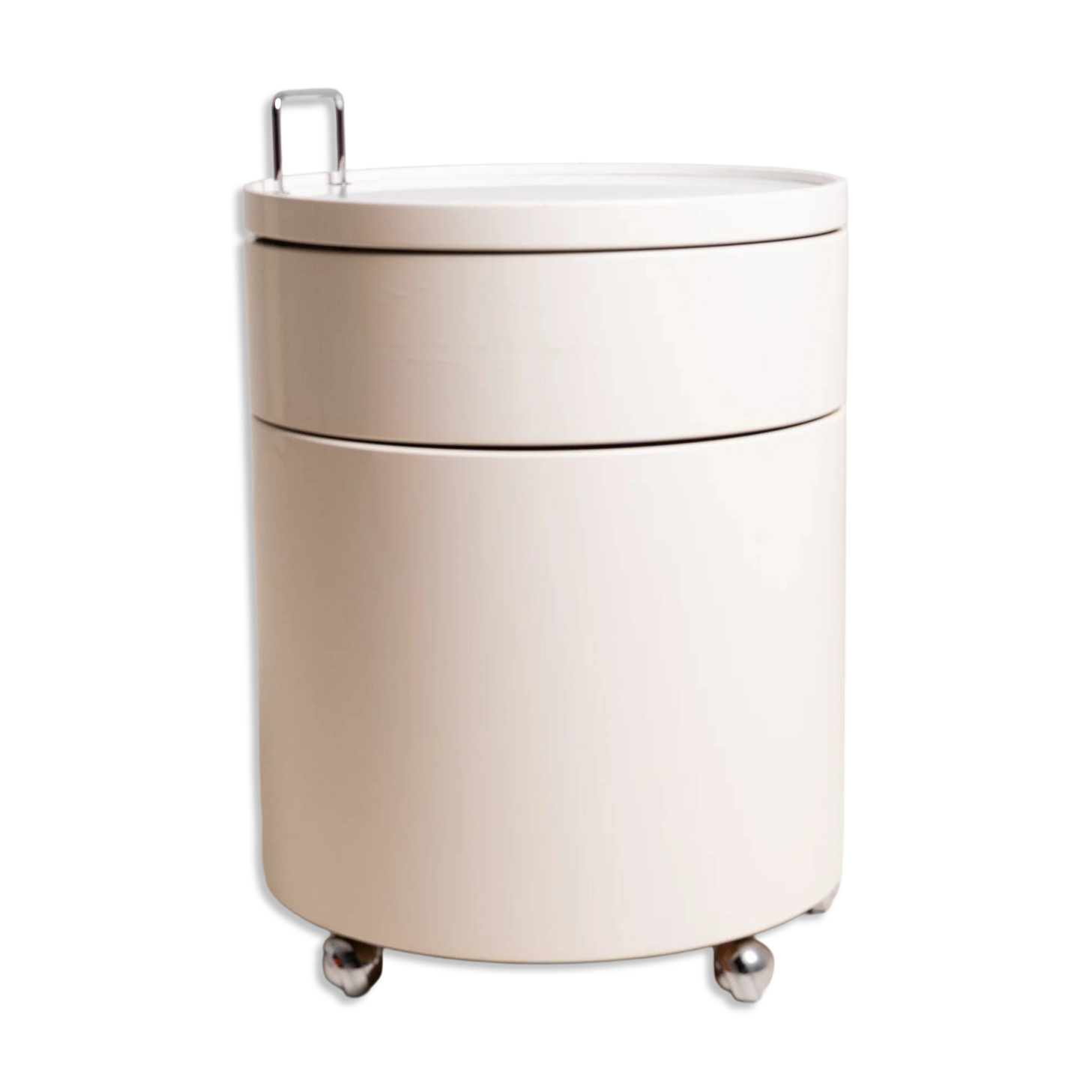 1970s Rolling Bar Cabinet – White Lacquered Finish
