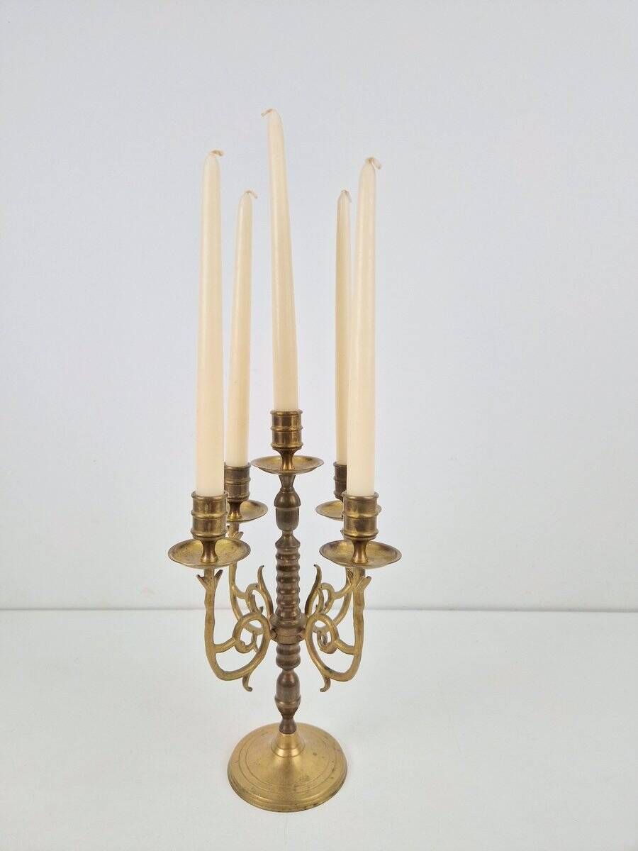 French Rustic Copper Candlestick, 1950