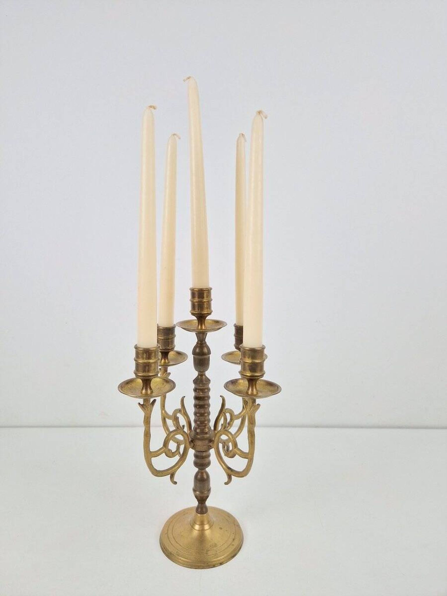 Bougeoir en cuivre rustique français, 1950
