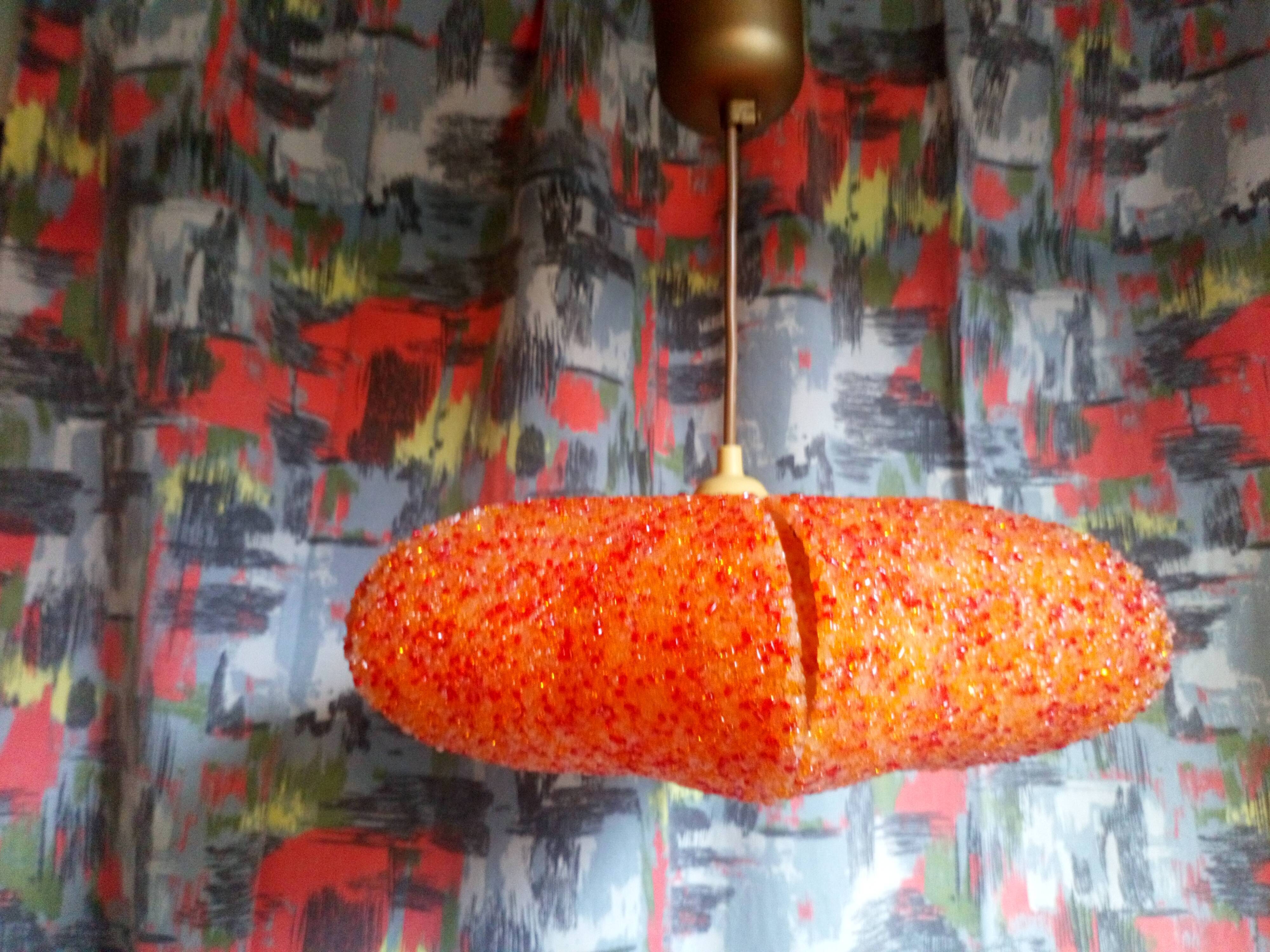 Vintage orange perspex hanging lamp