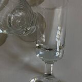 Set of 9 modernist half crystal water wine roller glasses 1960