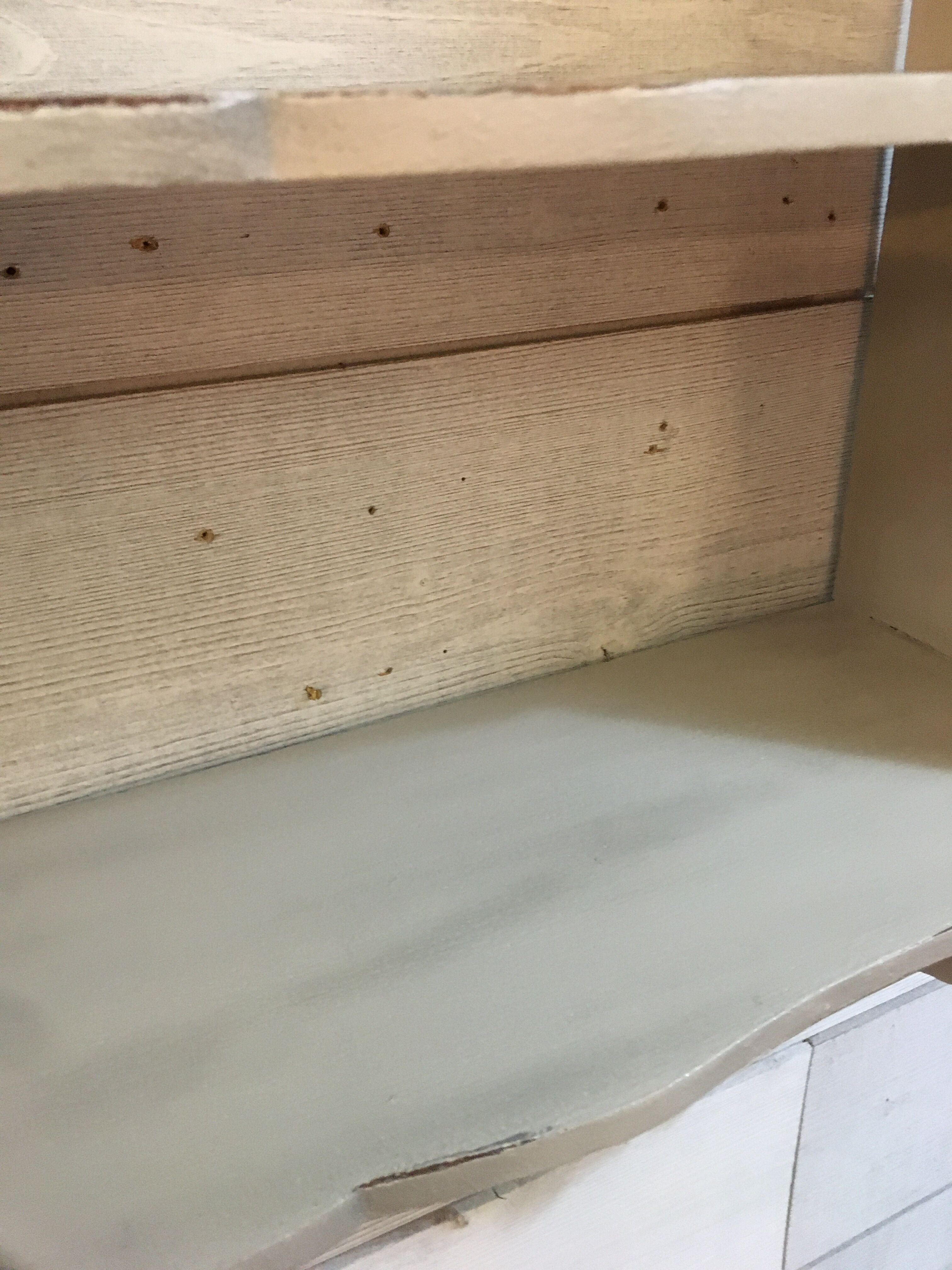 Patinated wooden shelf