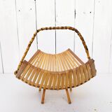 Folding fruit basket wood and vintage bamboo