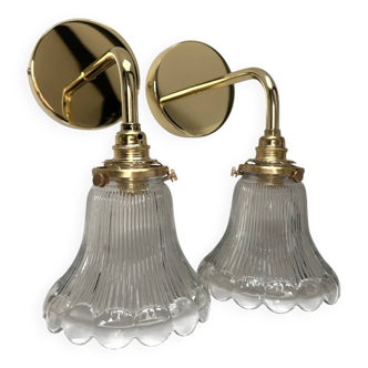 Set of two gold wall lights