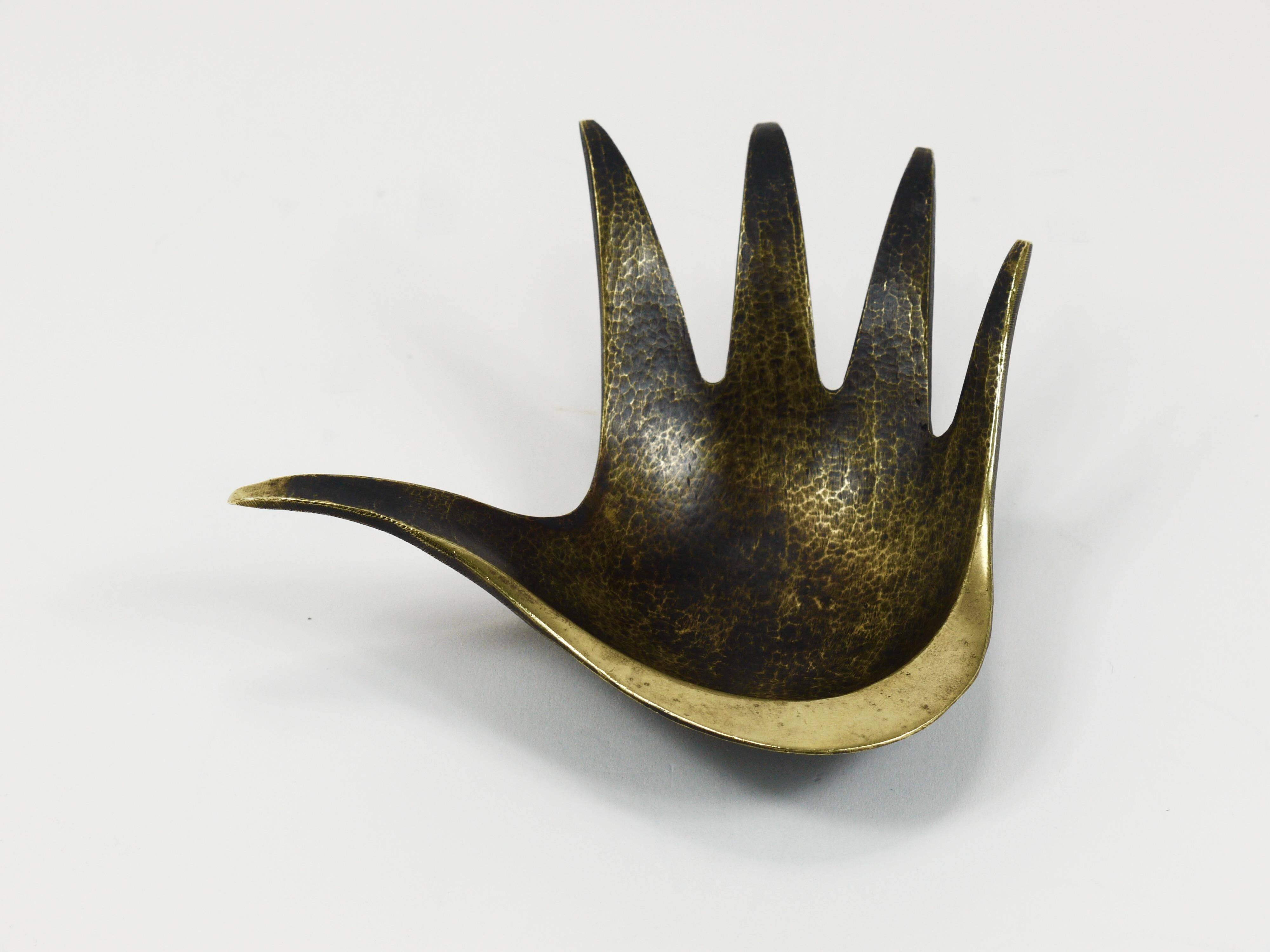 Bowl or sculptural ashtray in brass by Walter Bosse, Herta Baller, Austria, 1950s.