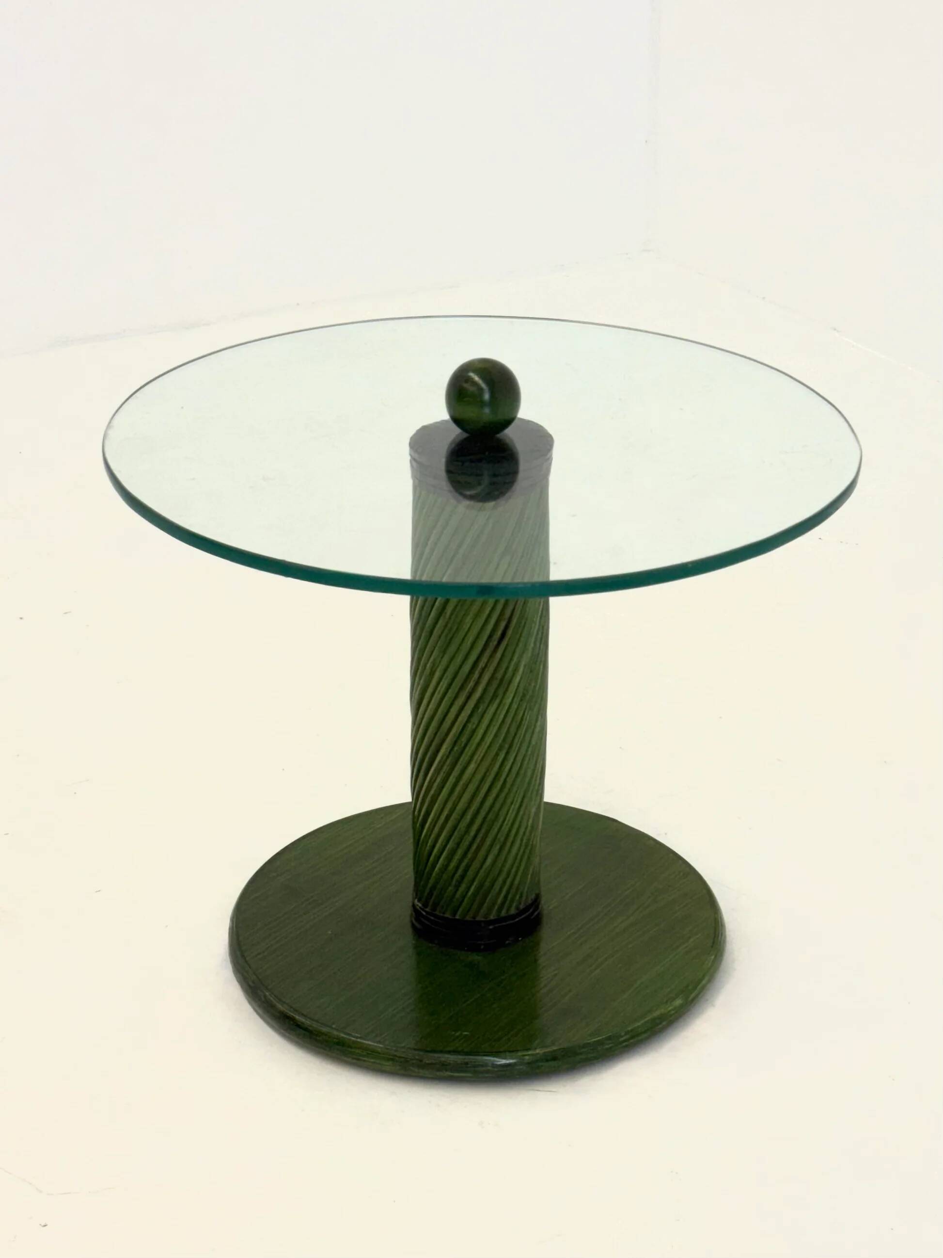 Italian side tables with bamboo base and glass top