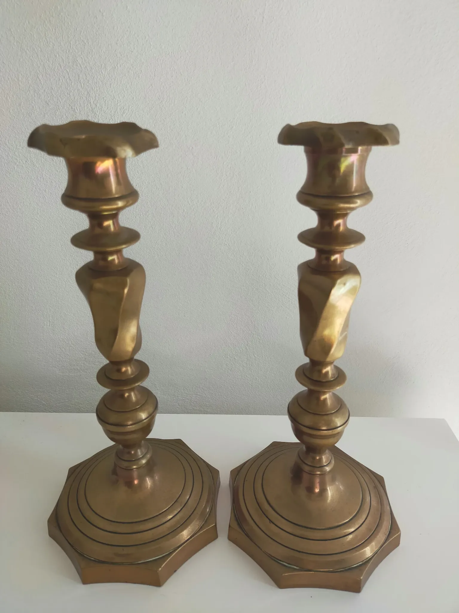Pair of bronze candlestick holders from the 19th century