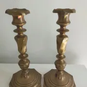 Pair of bronze candlestick holders from the 19th century