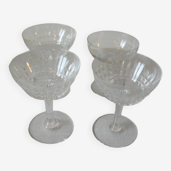 Lot de 3 anciennes coupes à champagne en cristal et 1 en verre déco table de fête