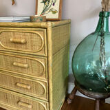 Charming rattan and bamboo chest of drawers.