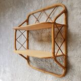 Vintage rattan wall shelf