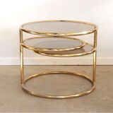 Gold-plated 3-tier turning top side table