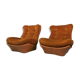 Pair of armchairs in imitation leather cognac and velvet model Orsay by Beka
