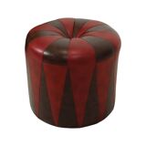 Round Vintage Pouf Brown Red Two-tone Skai Sixties