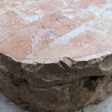 Asymmetrical coffee table design 80s in Mactan stones, travertine by Magnussen Ponte.