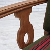 1970s, Danish armchair, green furniture wool, solid oak wood.