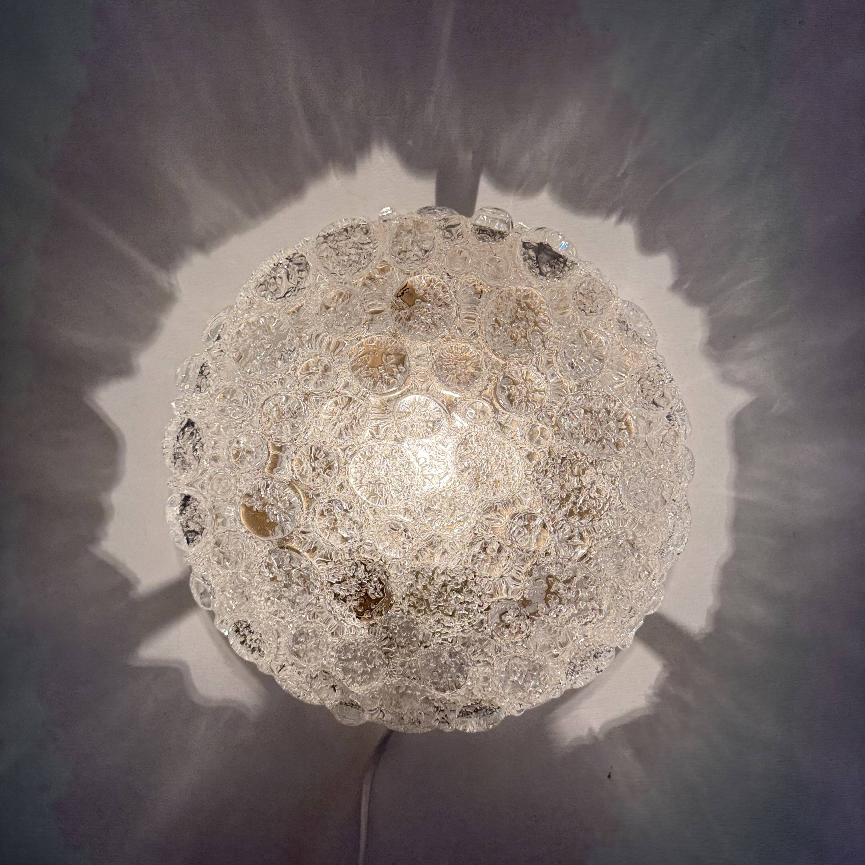Lampe de plafond en verre Murano à bulles Hillebrand, années 1970, Allemagne