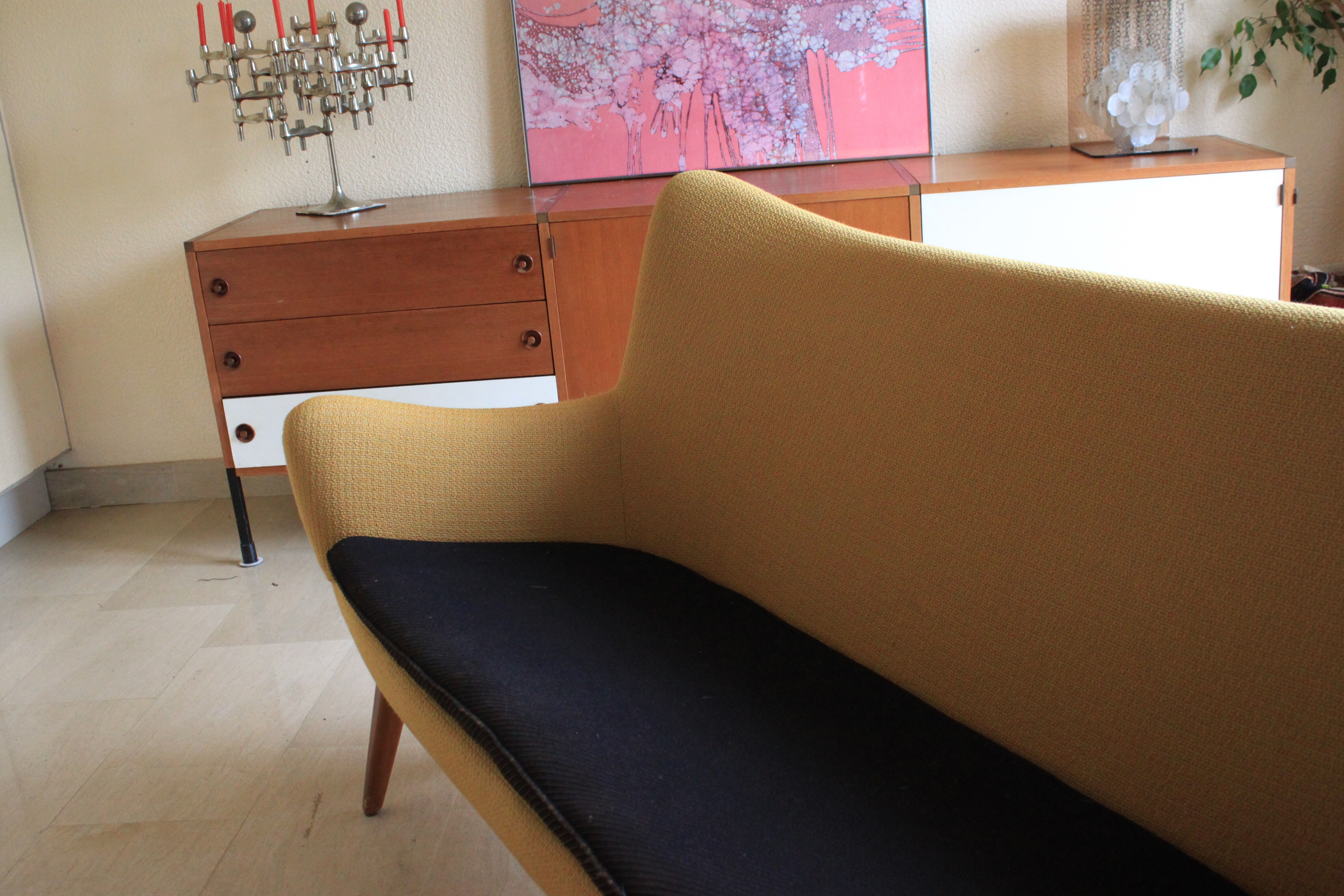 Danish sofa egg years free forms, vintage yellow