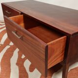 Vintage low board chest of drawers mid century modern design palisander color 1970