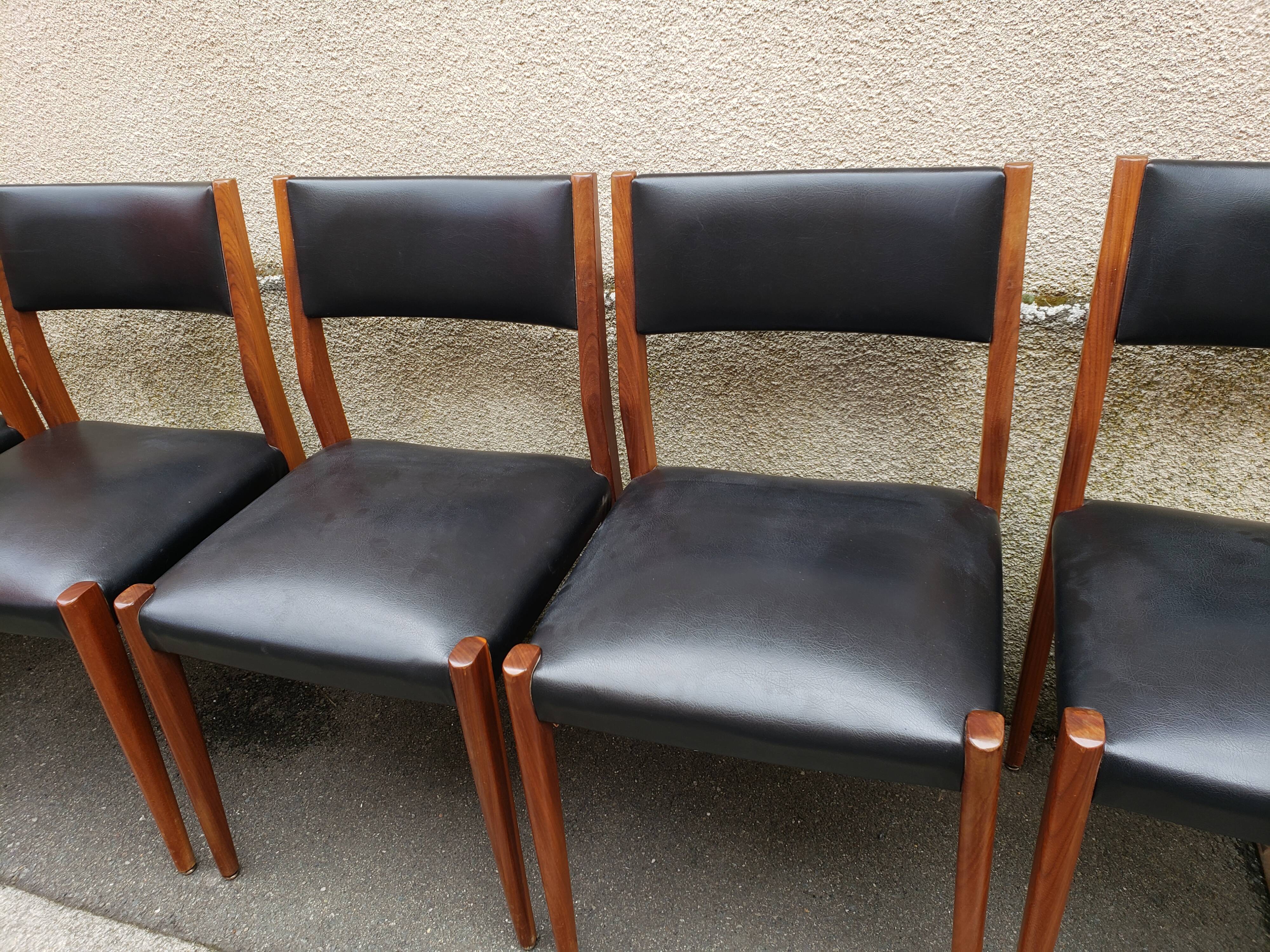 6 scandinavian black and beech chairs