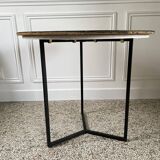 Side table, pedestal living room table, end table, round tray vintage Chinese decor