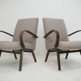 1960s pair of Ton/Thonet beech armchairs, czechoslovakia