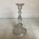 Antique diamond point candle holder, Sailmont glassworks