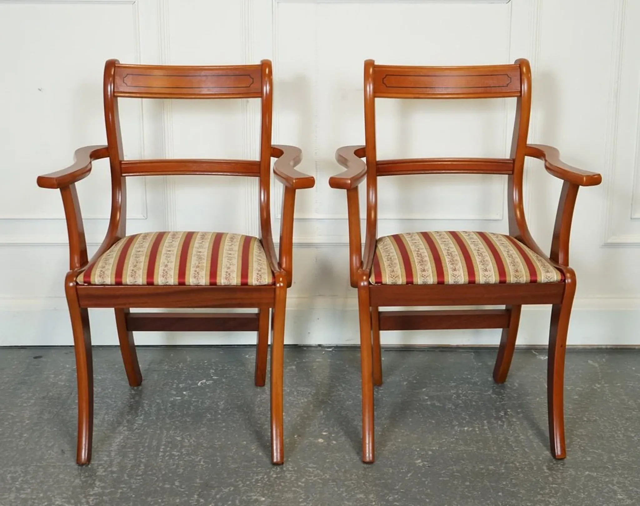 Vintage Yew Wood Dining Chairs, Set of 8