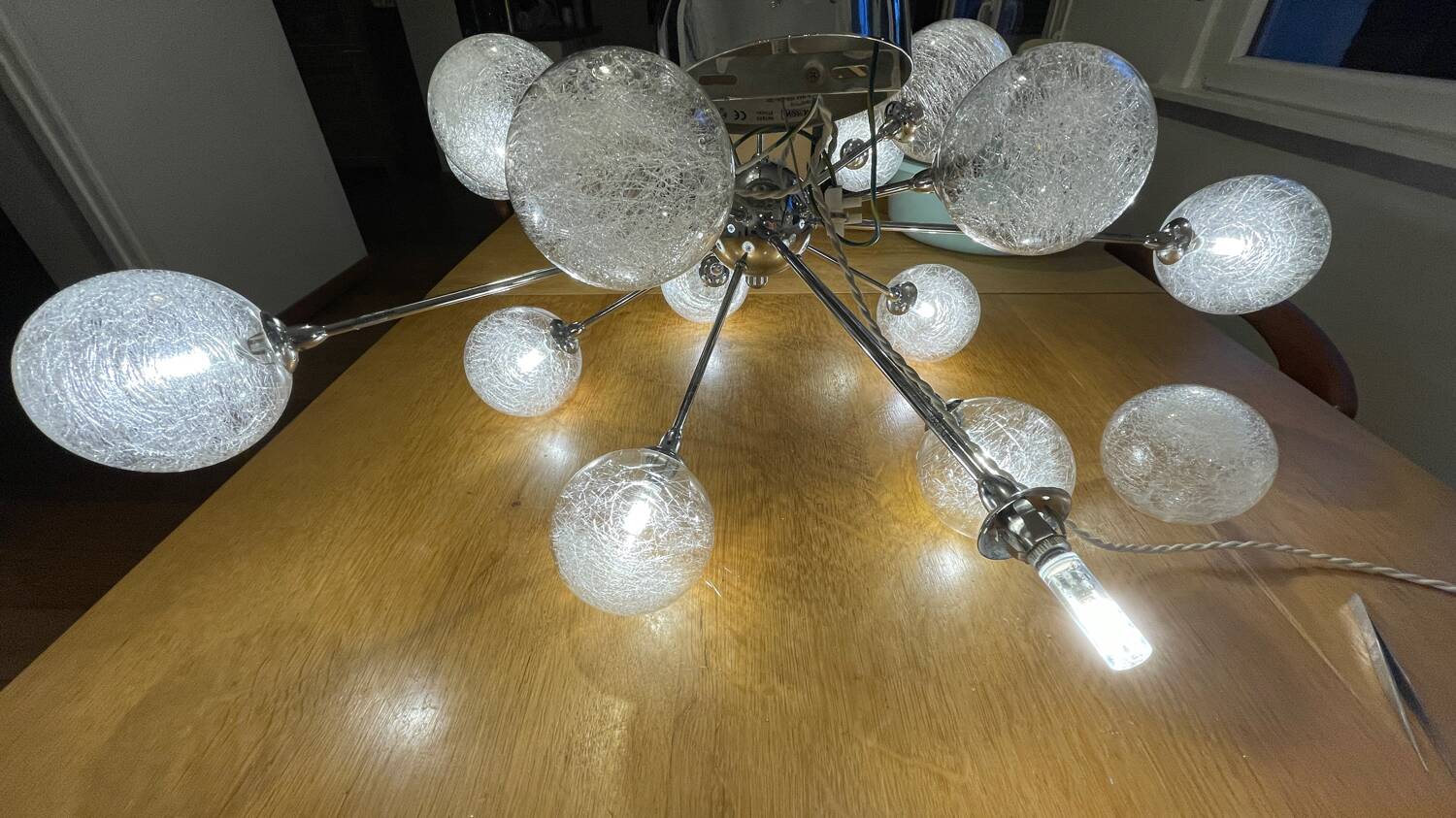 Lustre Sputnik 15 boules filament de verre