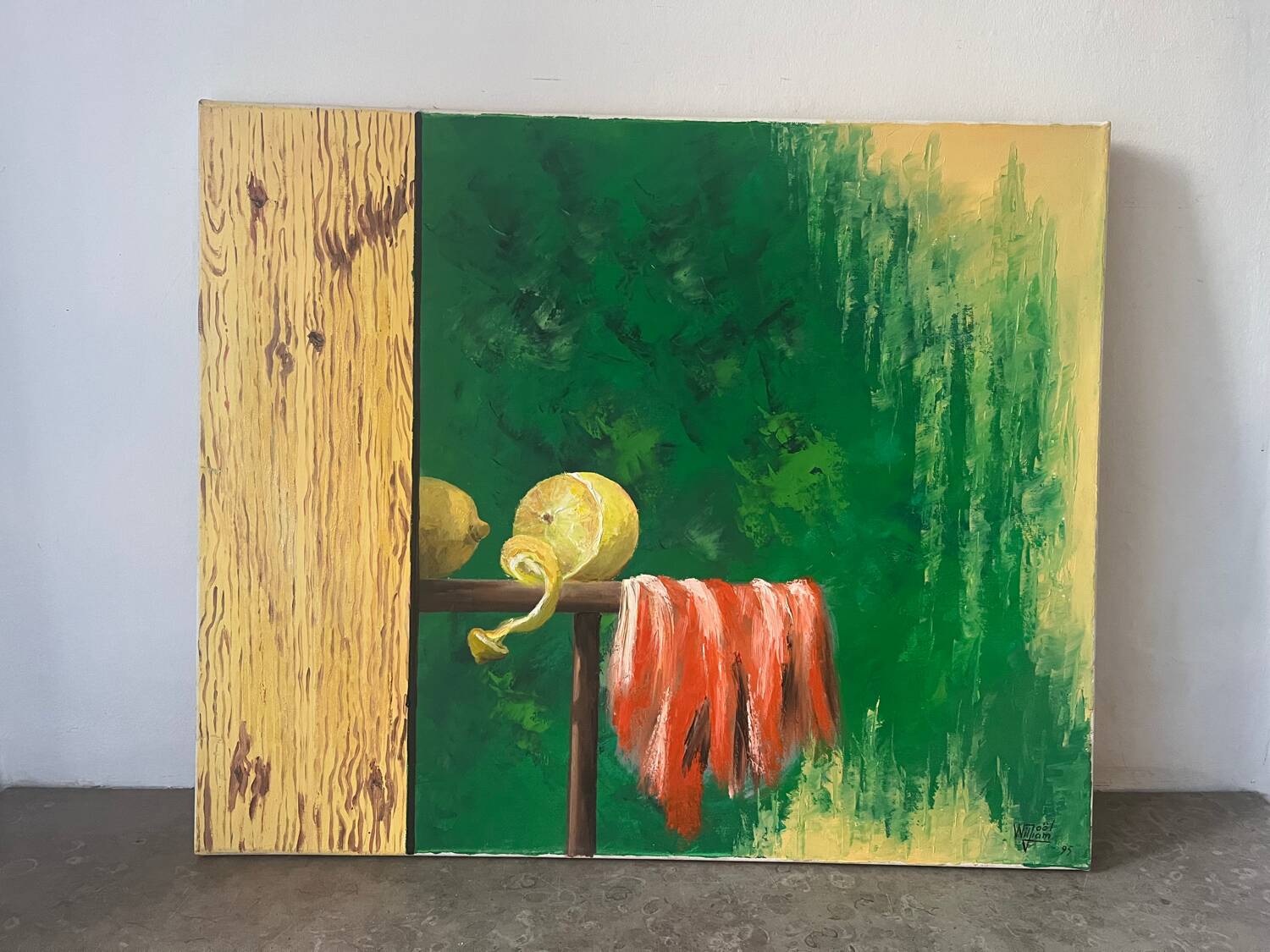 Modern still life with lemons, signed William Joël 95