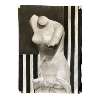 Buste de Vénus au fusain travail d'atelier néo classique 1920